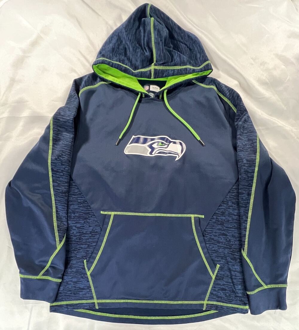 Seattle Seahawks Pullover Navy Blue Hoodie Men's Large